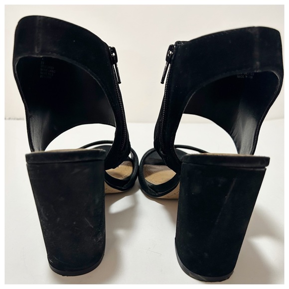 Gianni Bini, Black Leather Suede, Open Toe Blocked Heeled Sandals, SIZE 8.5M - Picture 2 of 11